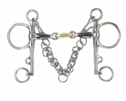 Blue Sweet Iron Pelham with Brass Lozenge^Shires Equestrian Online